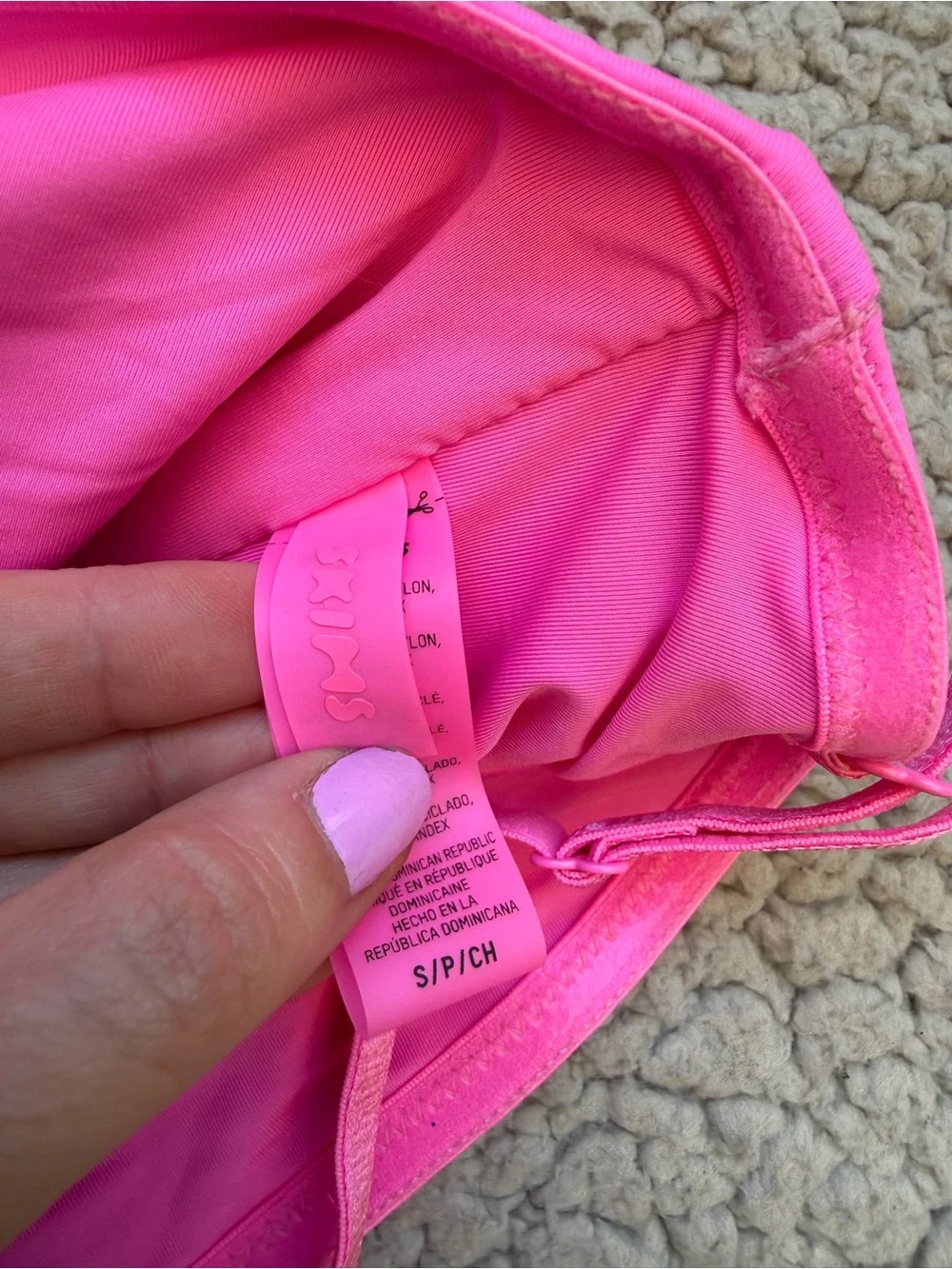 Skims Pink Bandeau Halter Swim Top